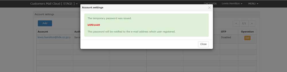 issue temporary password